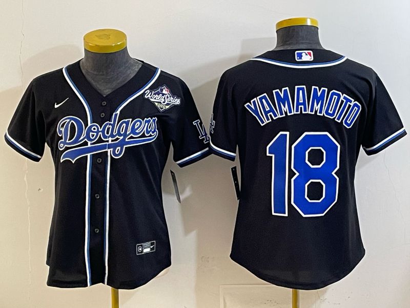 Youth 2026 Los Angeles Dodgers #18 Yamamoto Black Game Nike MLB Jersey style 0013->youth mlb jersey->Youth Jersey